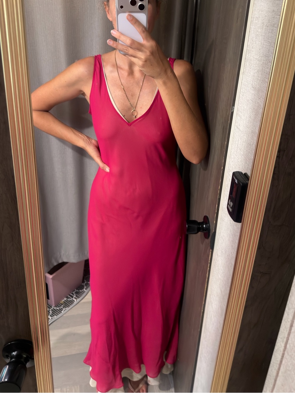 Banana Republic Y2K 100% Silk Sleeveless Maxi Dress in Raspberry Size 0